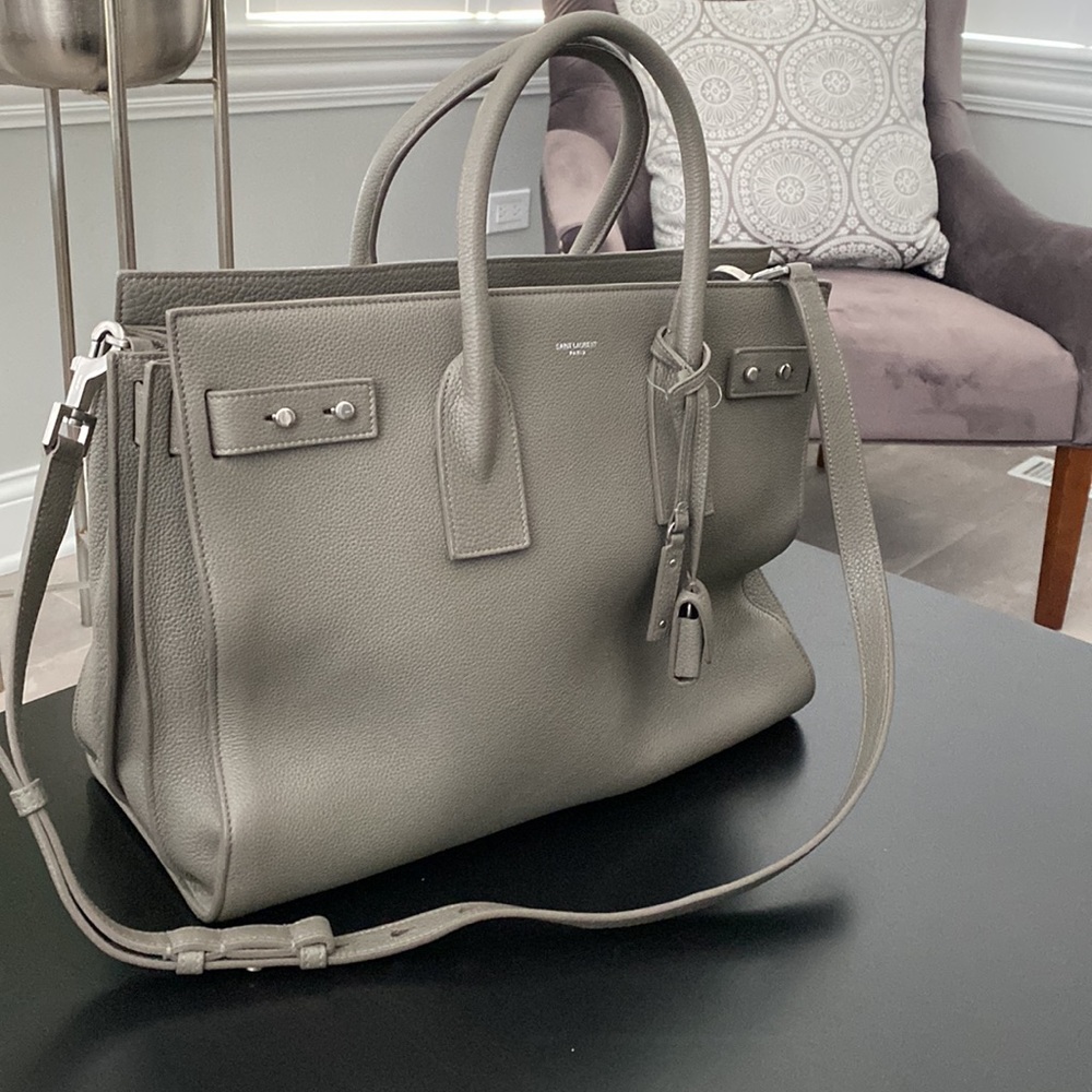 SAINT LAURENT Med Sac de Jour Grained Leather Tot - Picture 5 of 11